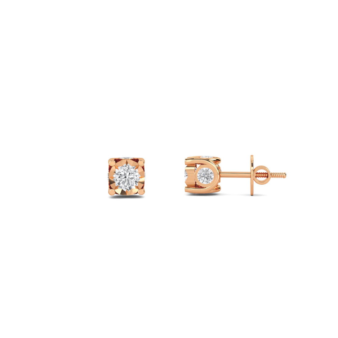 Illusion Set Round Diamond Stud Earrings