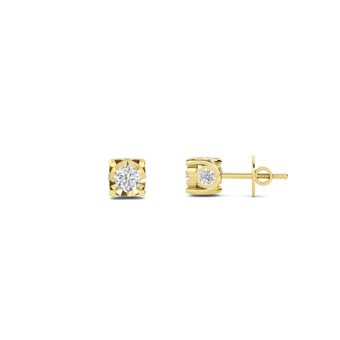 Illusion Set Round Diamond Stud Earrings