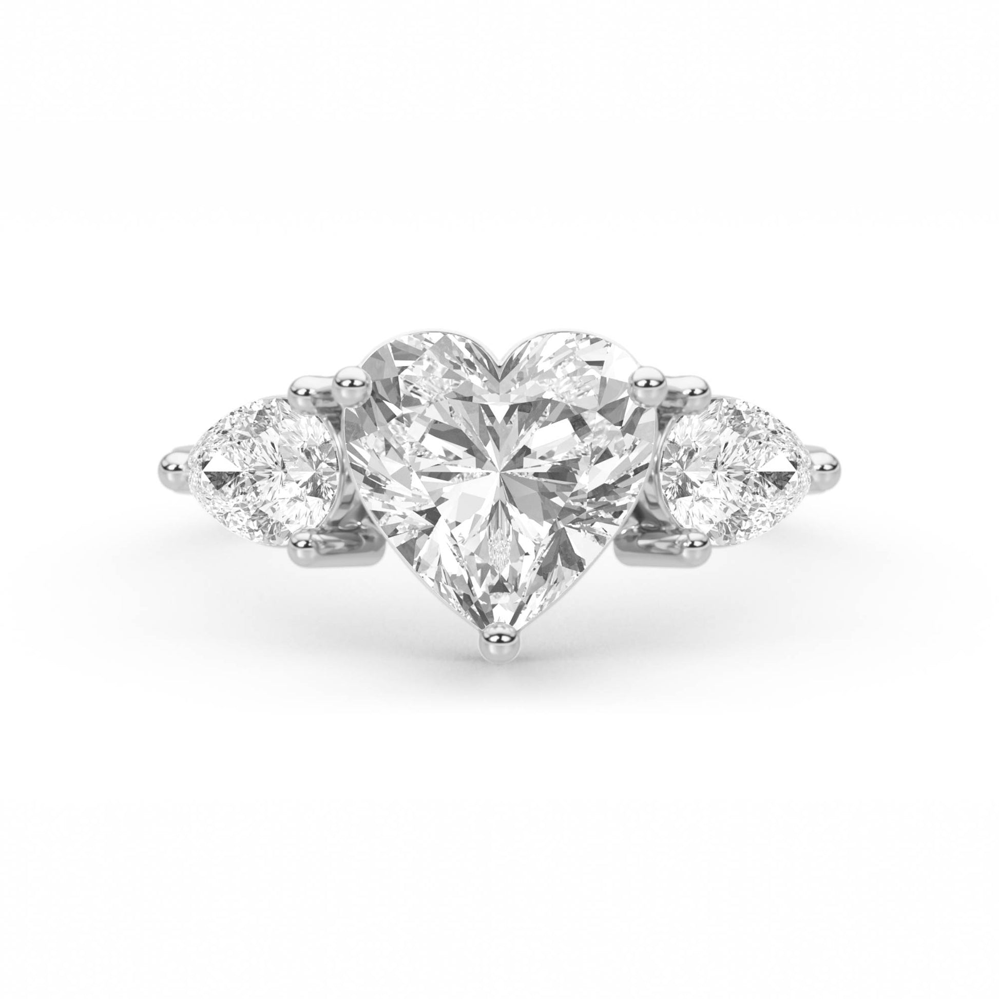Heart Cut Three Stone Diamond Ring (Silver) - image 1