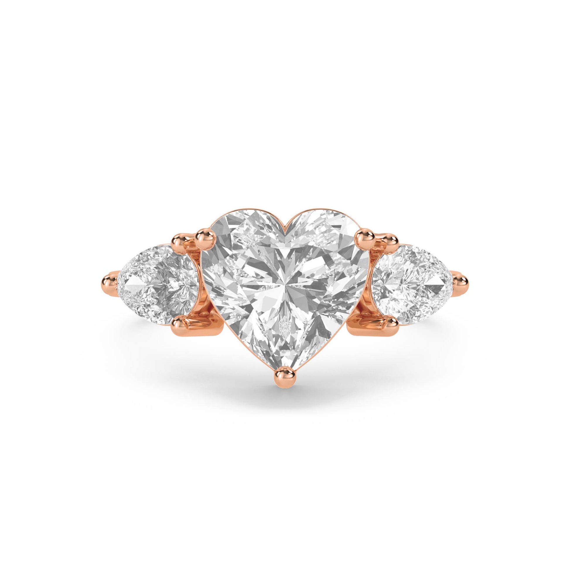 Heart Cut Three Stone Diamond Ring - image 3