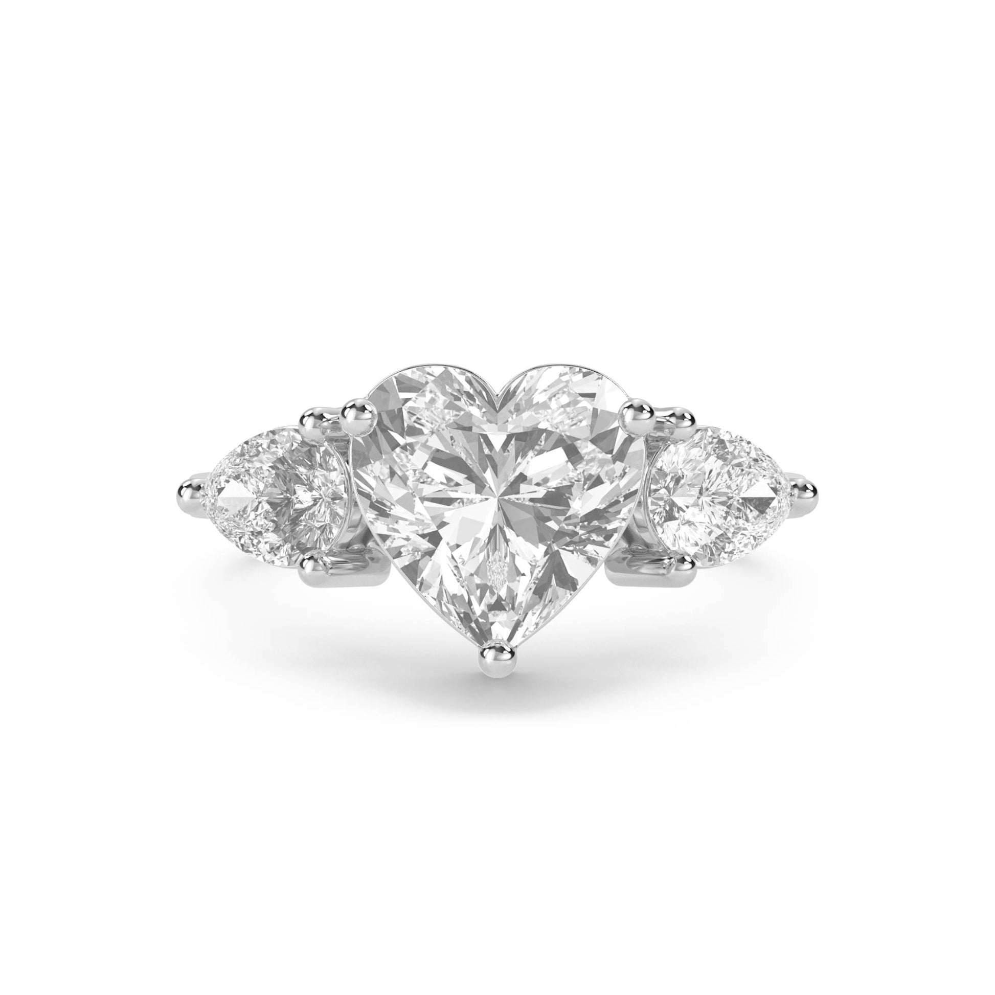 Heart Cut Three Stone Diamond Ring - image 5