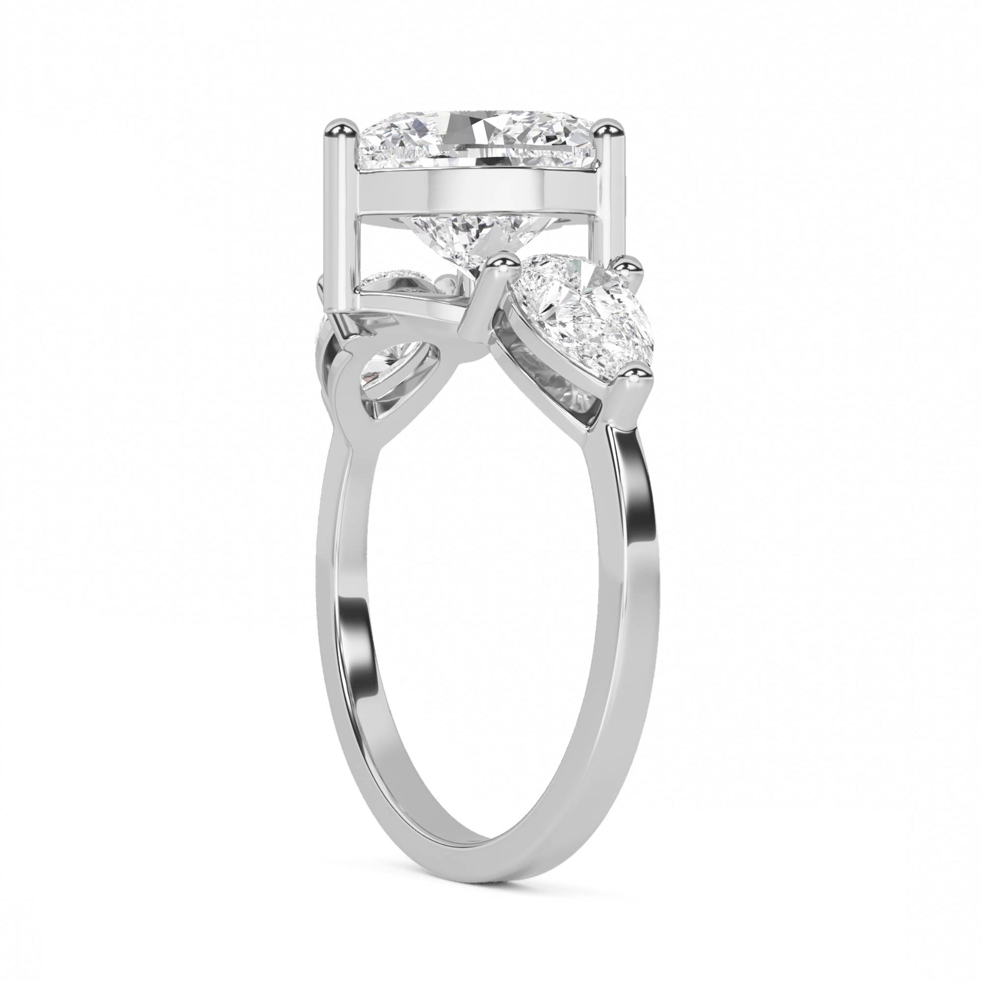 Heart Cut Three Stone Diamond Ring (Silver) - image 2