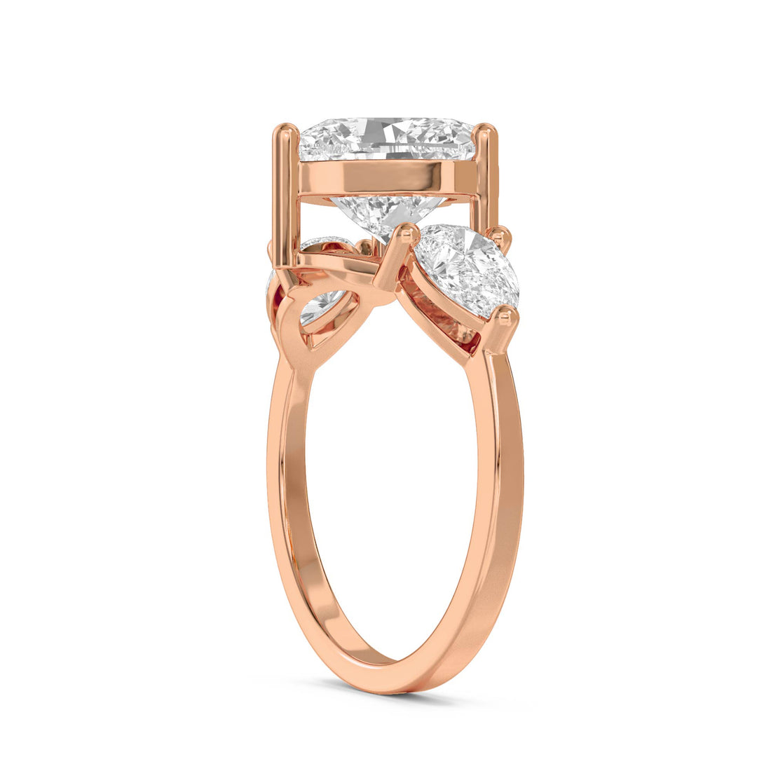 Heart Cut Three Stone Diamond Ring - image 4