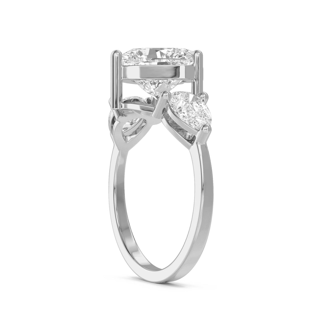 Heart Cut Three Stone Diamond Ring (Silver)