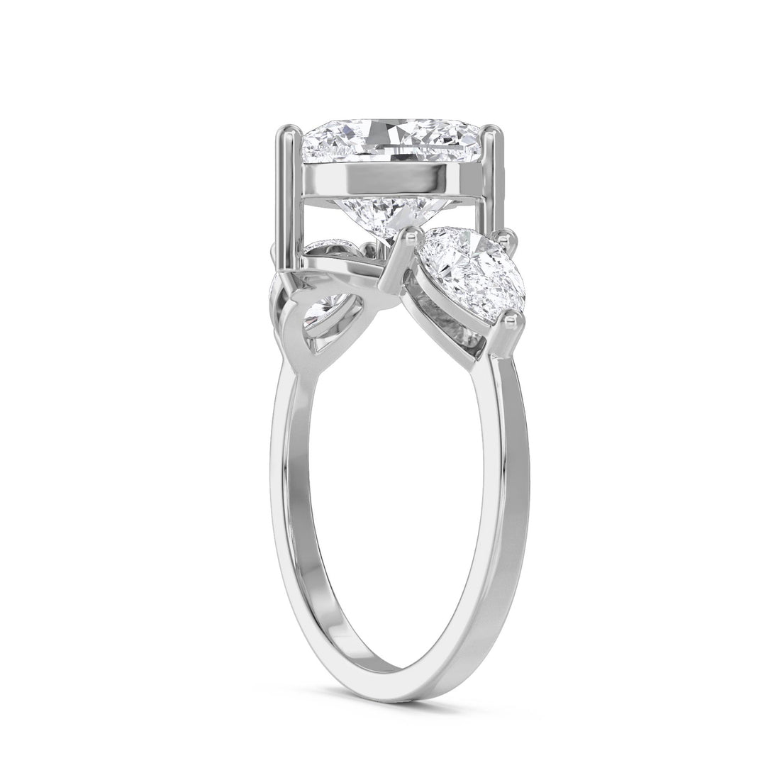 Heart Cut Three Stone Diamond Ring (Silver)