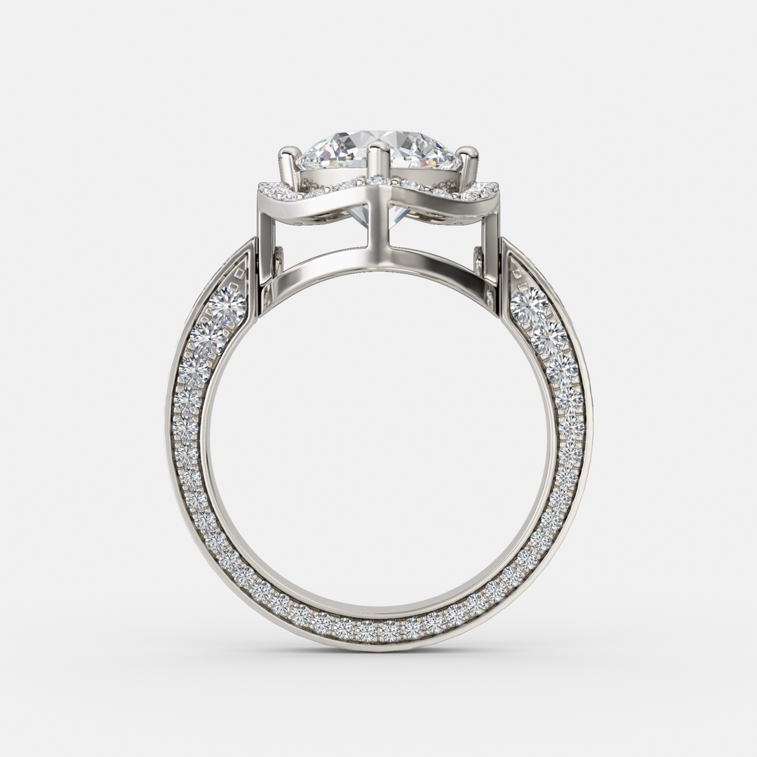 2 in 1 Convertible Diamond Ring Pendant in white metal, front view of the ring - lab grown diamond ring from Everlight Jewels