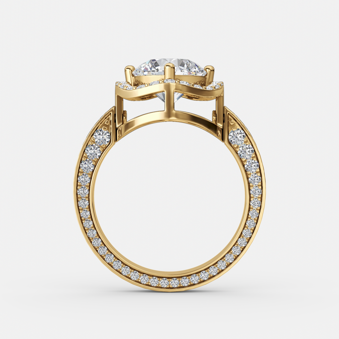 2 in 1 Convertible Diamond Ring Pendant in yellow gold, front view of the ring - lab grown diamond ring from Everlight Jewels