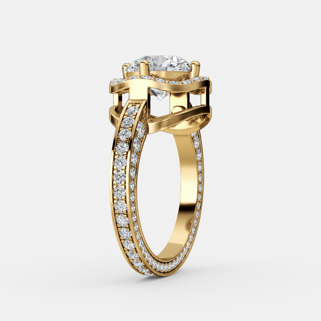 2 in 1 Convertible Diamond Ring Pendant in yellow gold, side view of the ring - lab grown diamond ring from Everlight Jewels