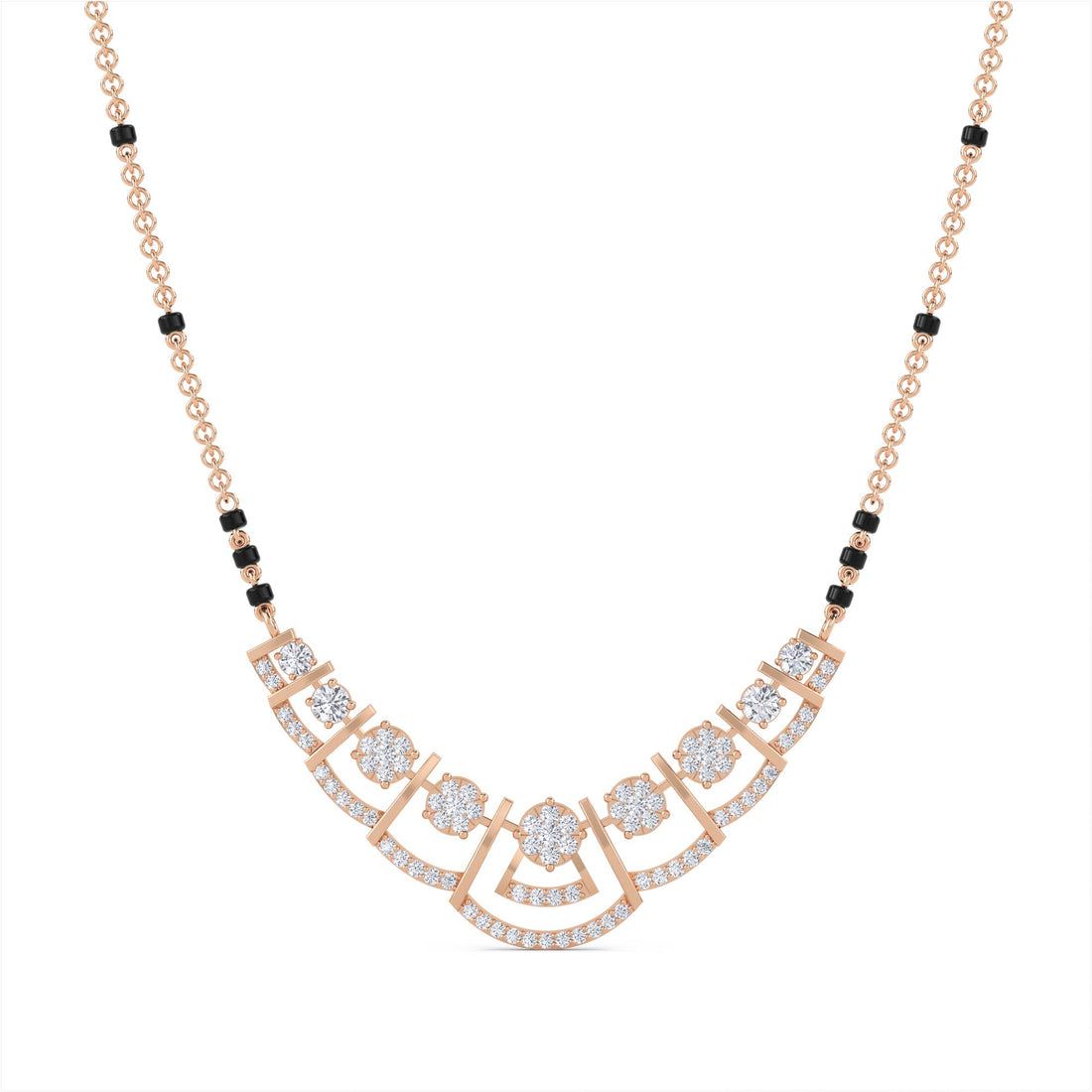 Cluster Crescent Diamond Mangalsutra in rose gold tone