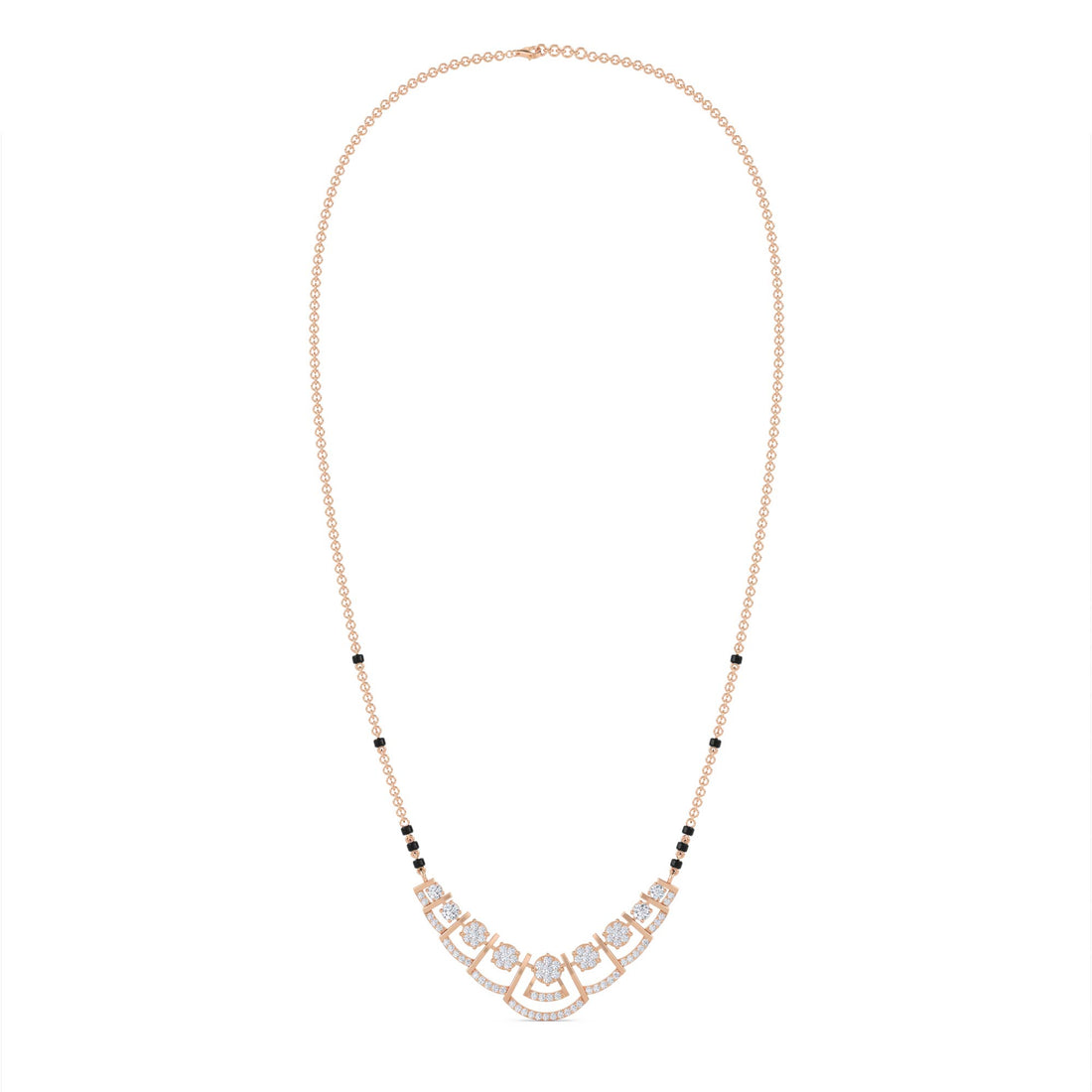 Cluster Crescent Diamond Mangalsutra in rose gold tone