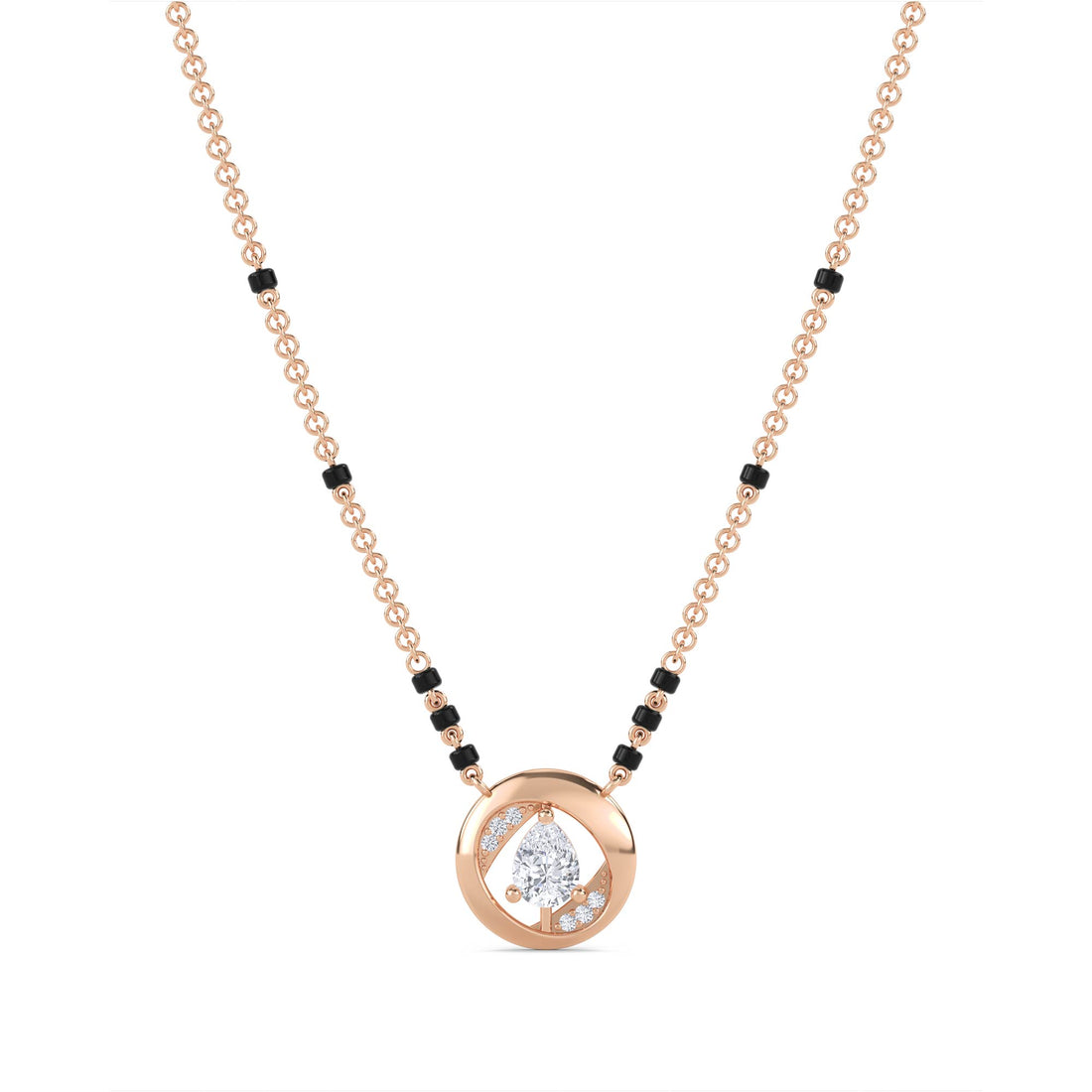 Circle Pear Diamond Mangalsutra in rose gold tone