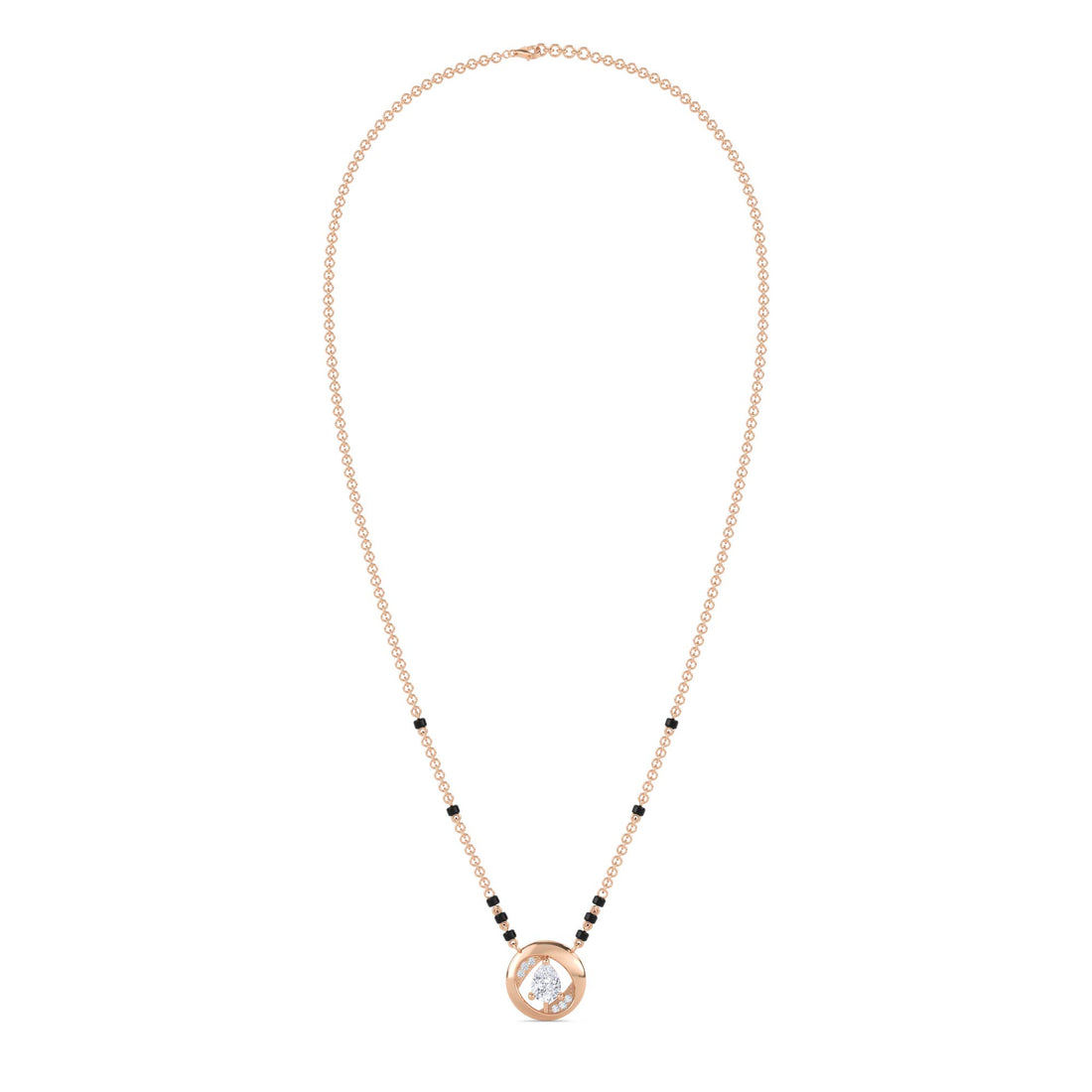 Circle Pear Diamond Mangalsutra in rose gold tone