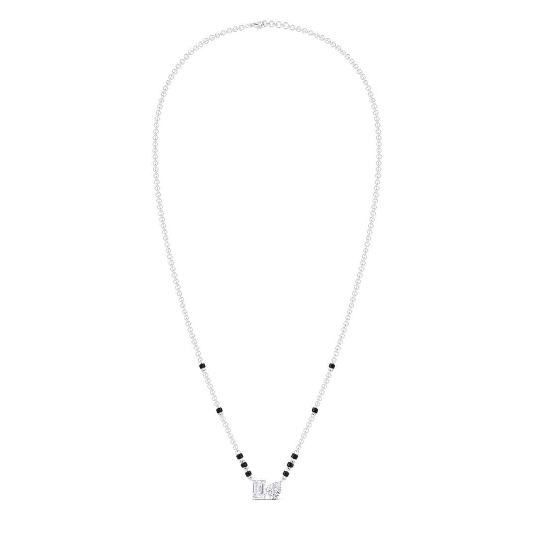 Emerald Pear Toi et Moi Mangalsutra (Silver)