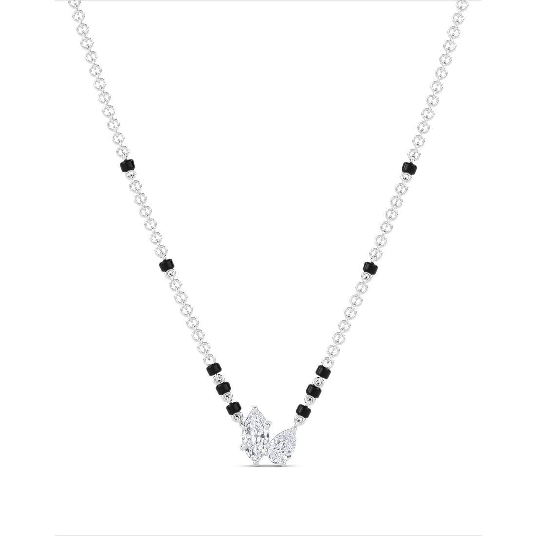 Marquise Pear Toi et Moi Mangalsutra (Silver)