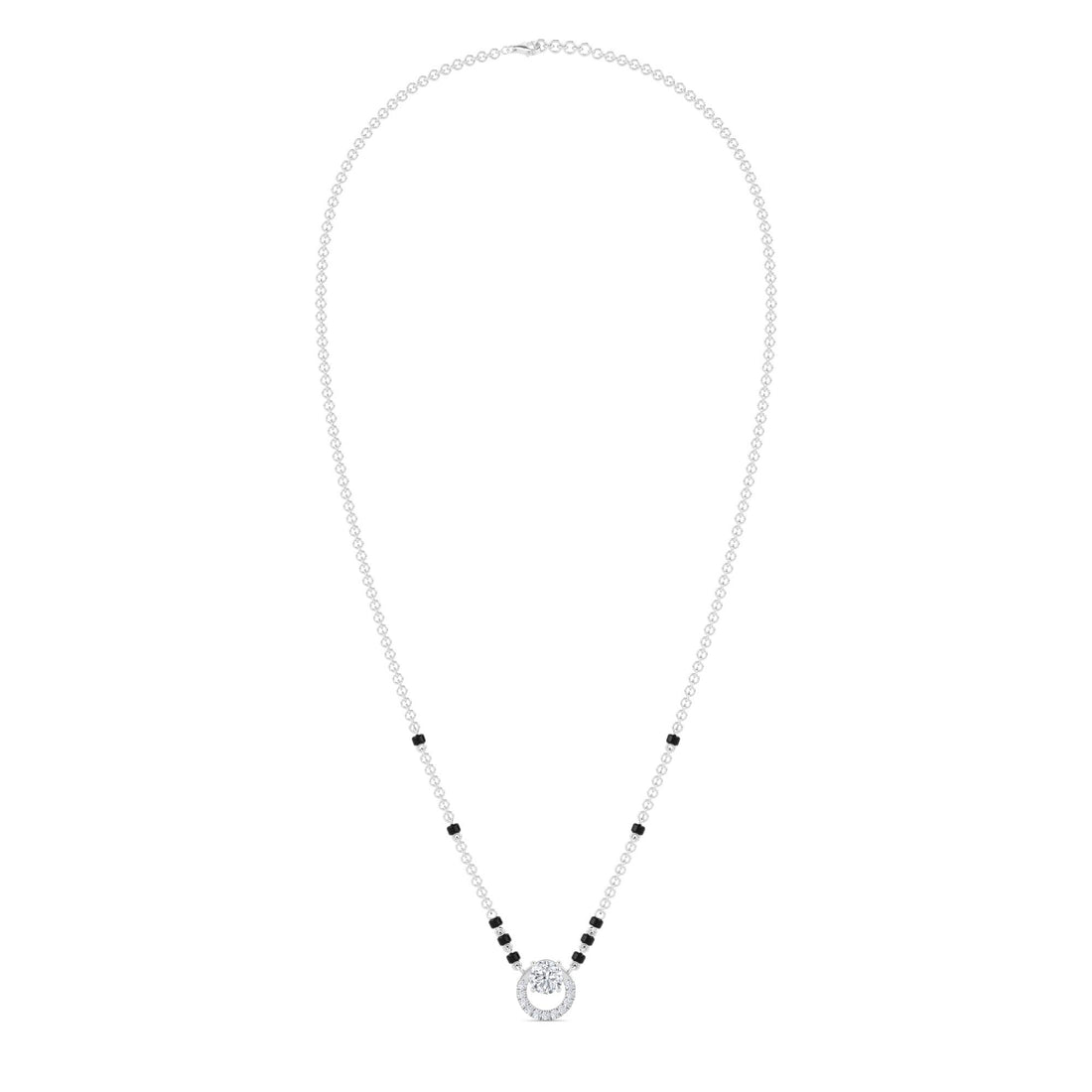 Open Circle Halo Diamond Mangalsutra (Silver)