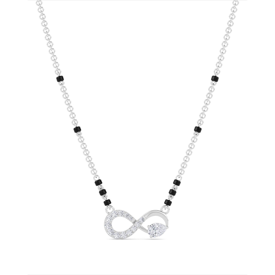 Infinity Pear Diamond Mangalsutra (Silver)
