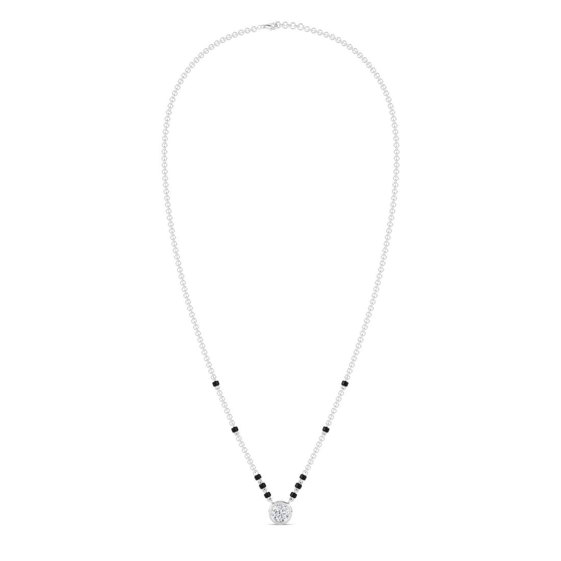 Round Bezel Solitaire Mangalsutra (Silver)