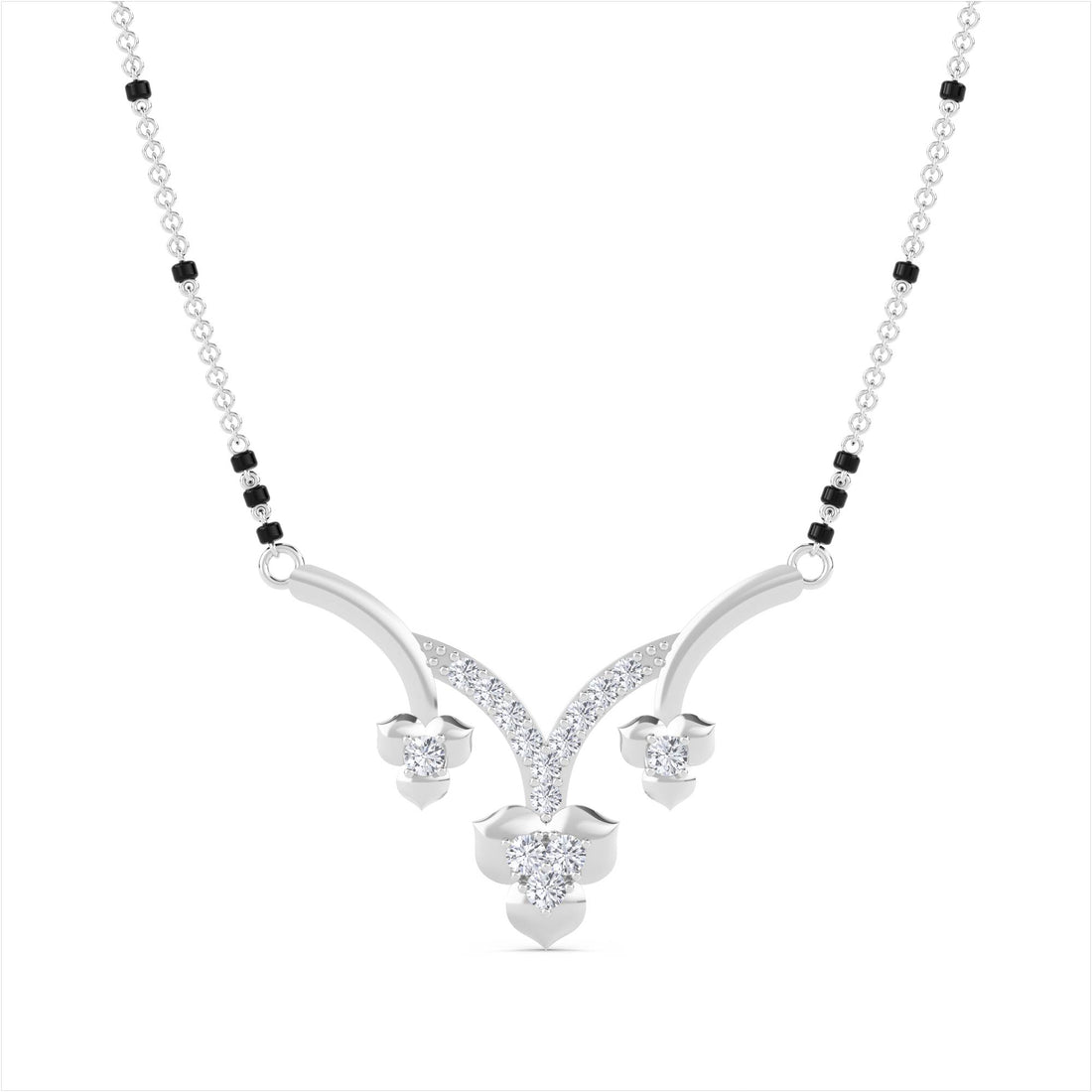 Winged Pave Diamond Mangalsutra (Silver)