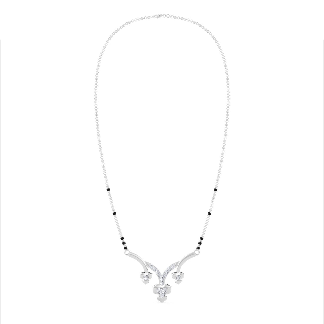 Winged Pave Diamond Mangalsutra (Silver)
