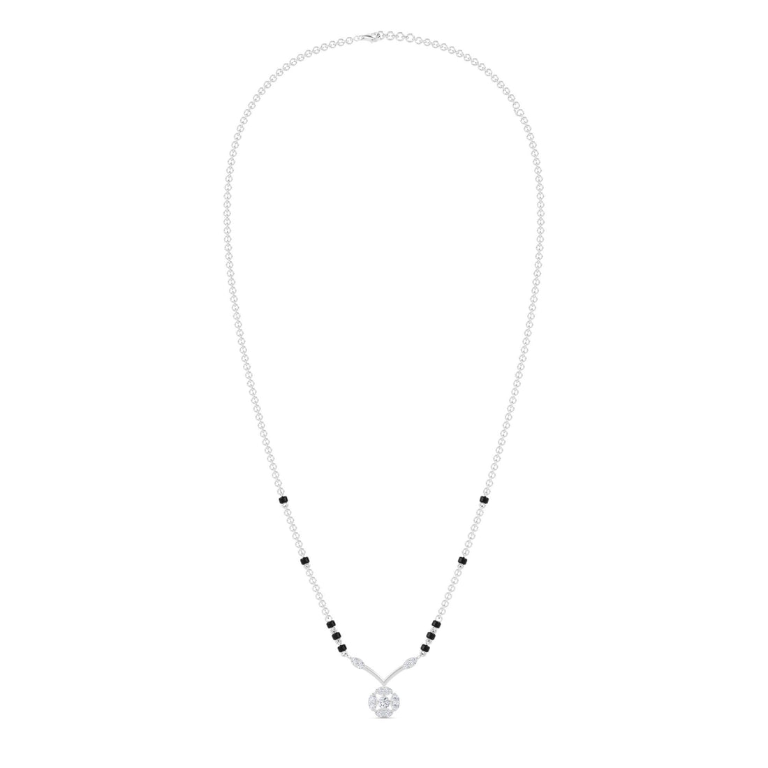 V Pave Cluster Drop Mangalsutra (Silver)