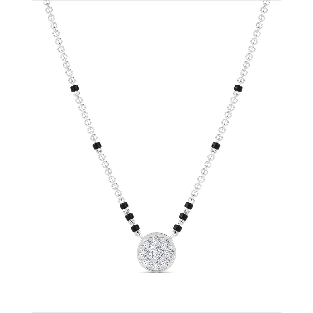 Round Cluster Diamond Mangalsutra (Silver)