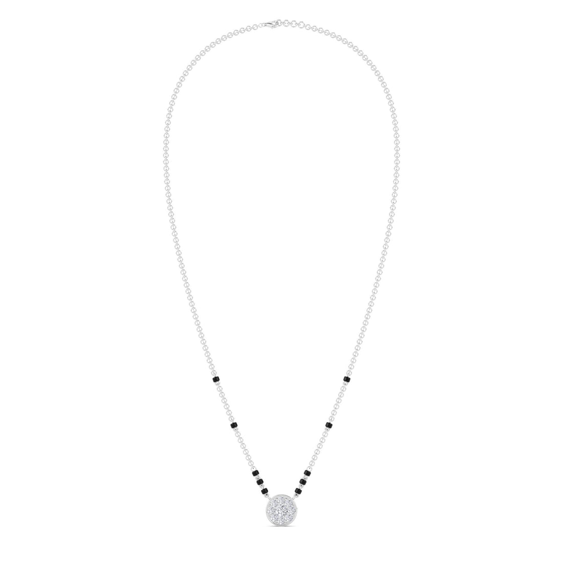Round Cluster Diamond Mangalsutra (Silver)