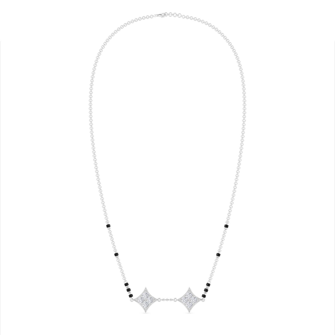 Twin Kite Pave Diamond Mangalsutra (Silver)