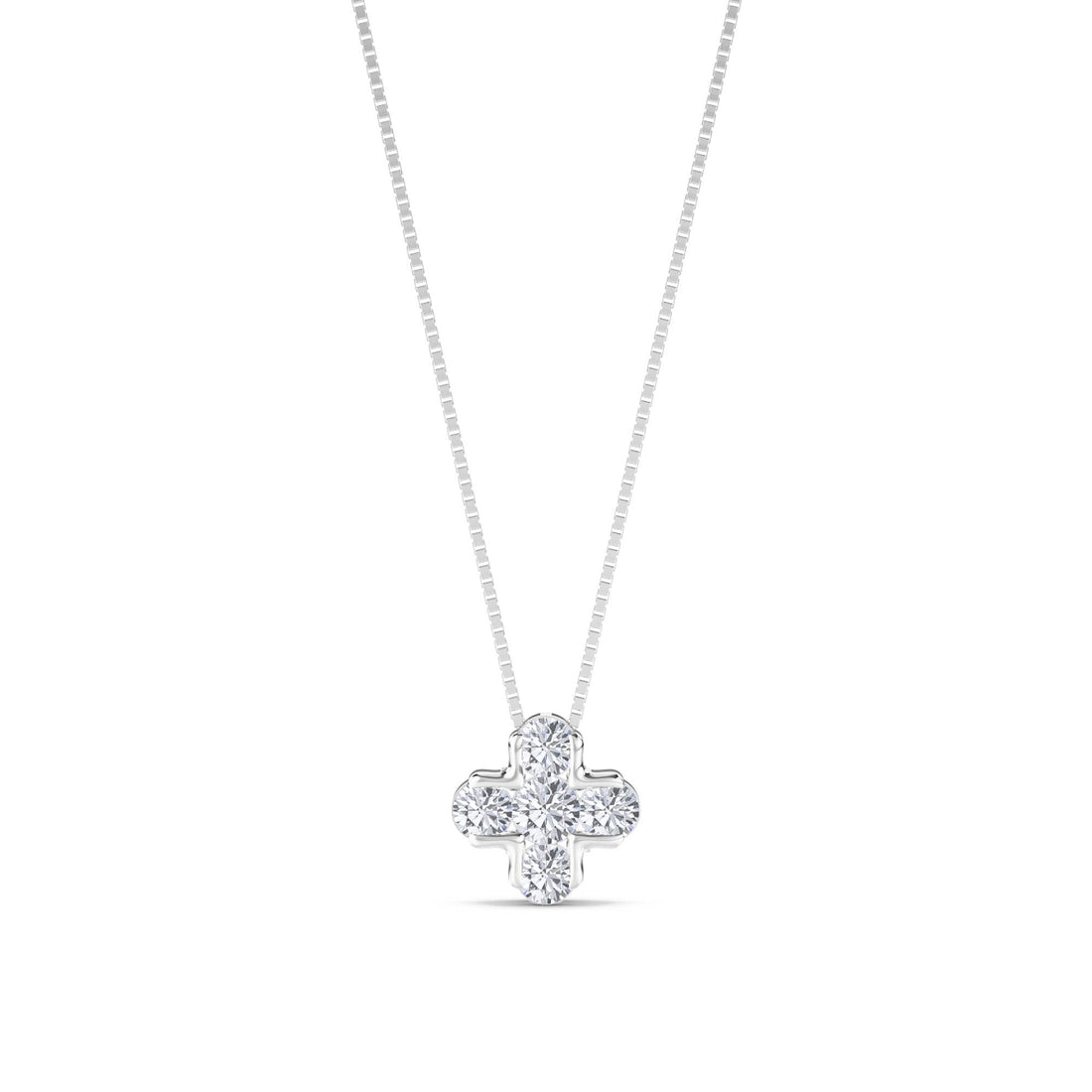 Diamond Clover Cross Lab Grown Diamond Pendant (Silver) - image 1