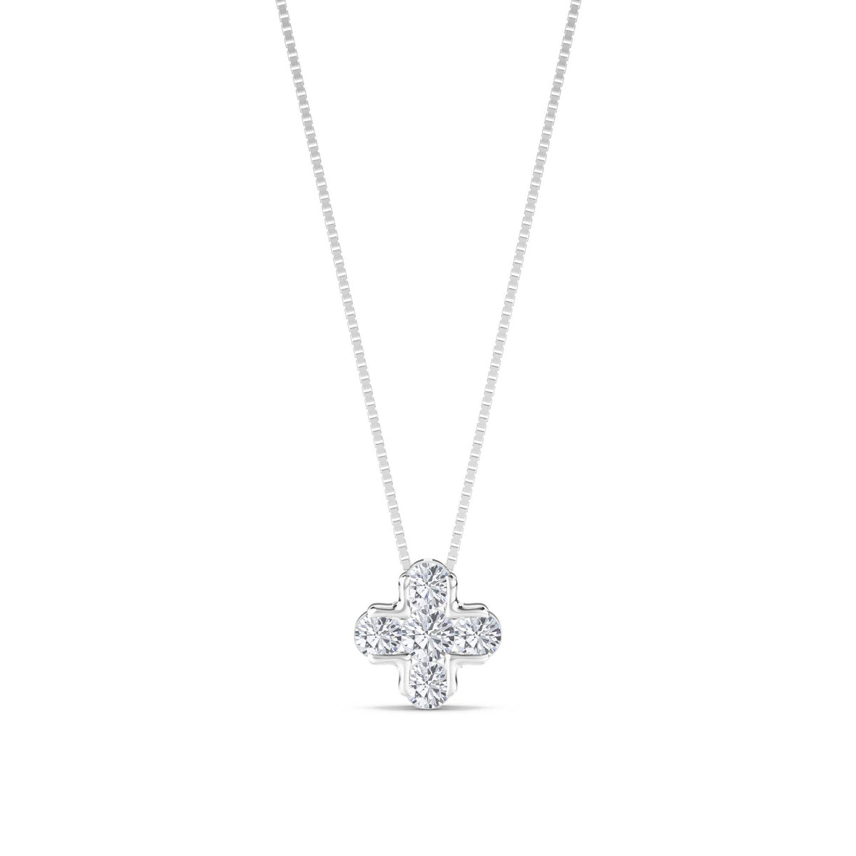 Diamond Clover Cross Lab Grown Diamond Pendant (Silver) - image 1