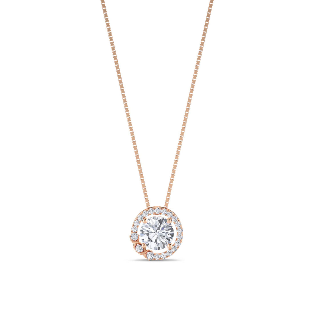 Round Halo Vine Lab Grown Diamond Pendant