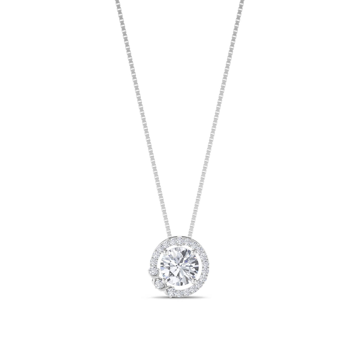 Round Halo Vine Lab Grown Diamond Pendant (Silver) - image 1