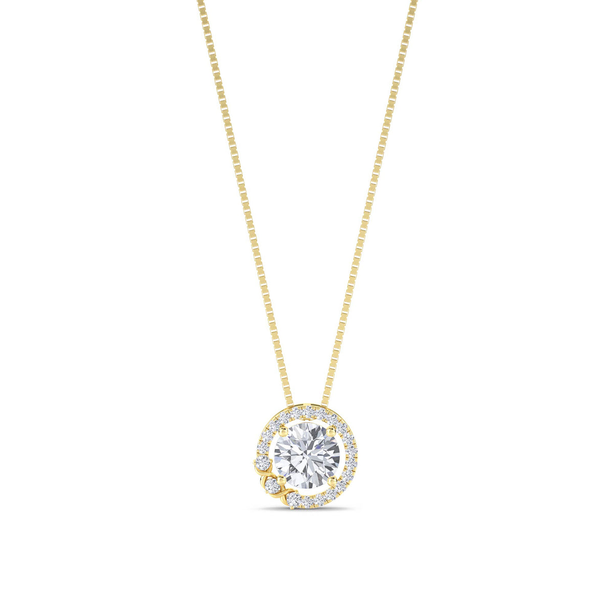 Round Halo Vine Lab Grown Diamond Pendant - image 1
