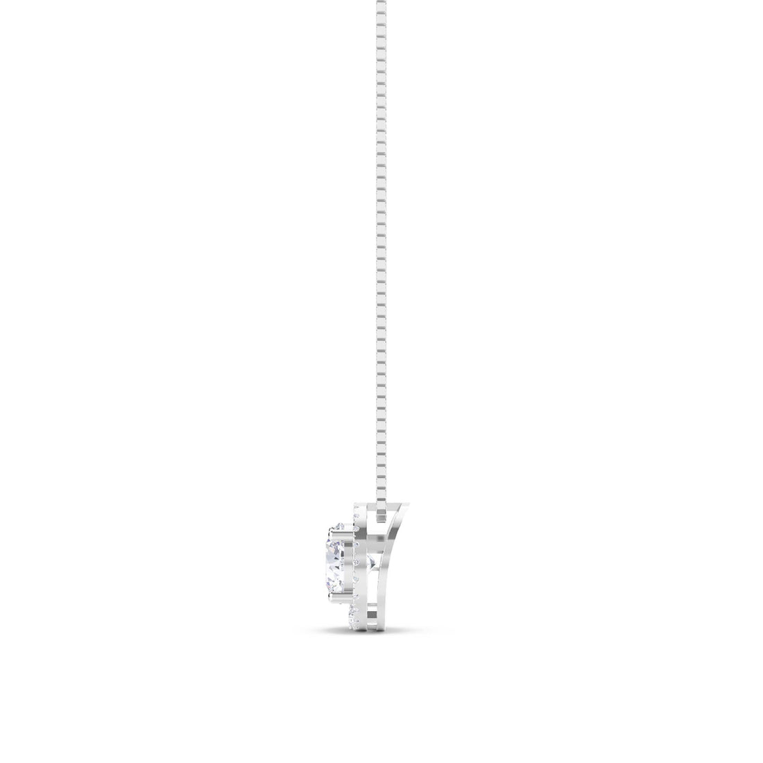 Round Halo Vine Lab Grown Diamond Pendant (Silver)