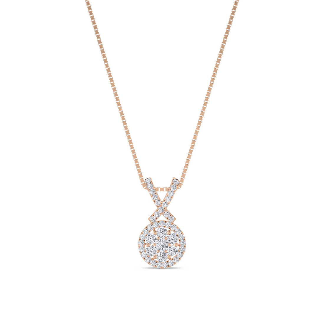 Round Cluster X Bail Lab Grown Diamond Pendant
