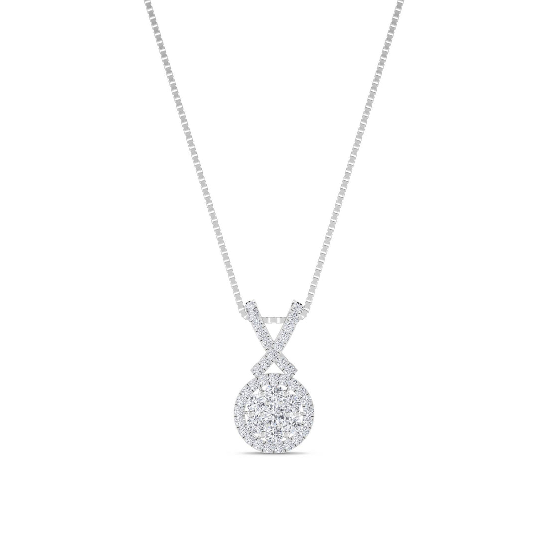 Round Cluster X Bail Lab Grown Diamond Pendant (Silver) - image 1