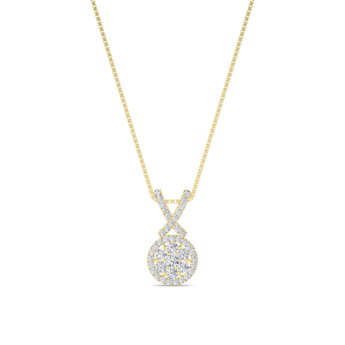 Round Cluster X Bail Lab Grown Diamond Pendant - image 1