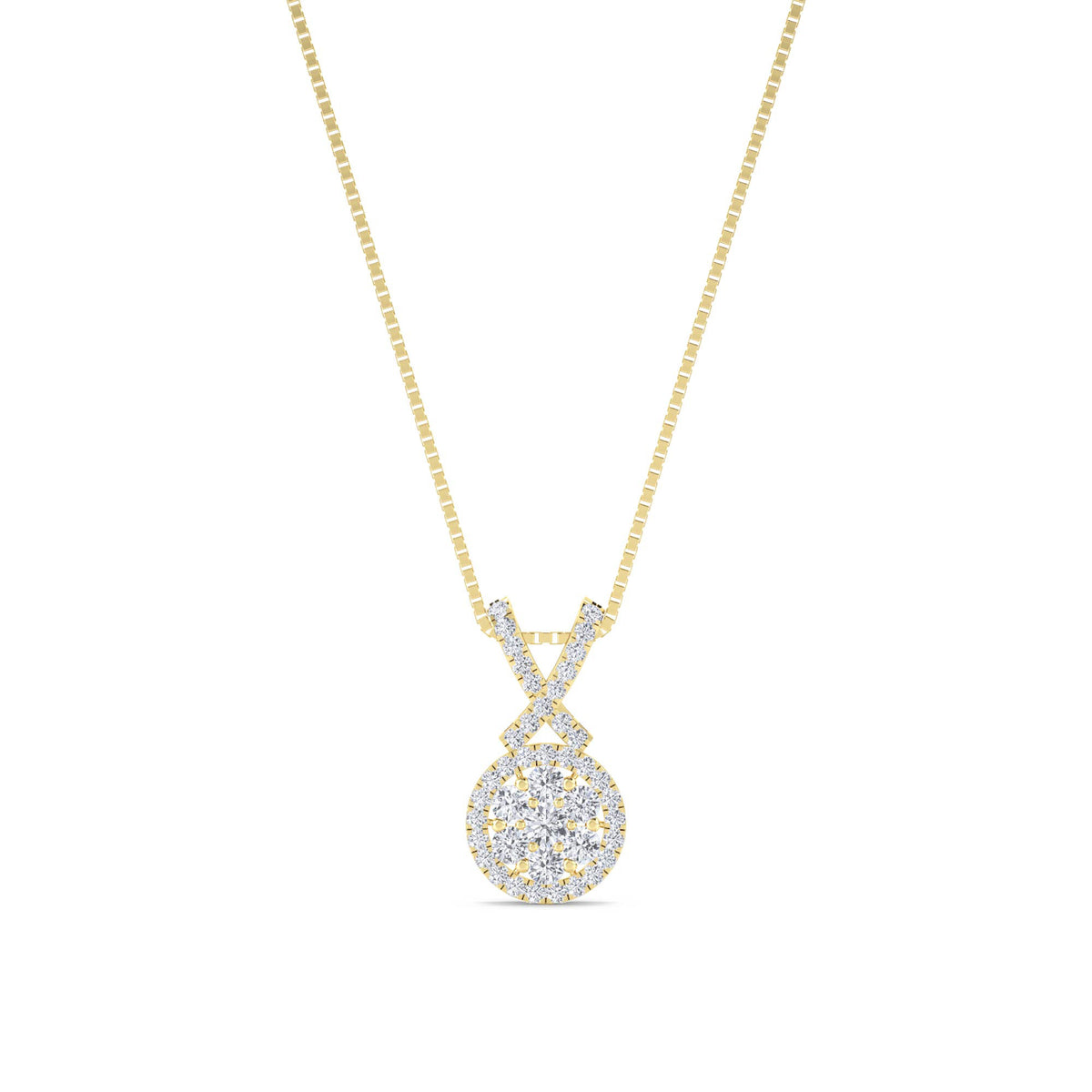 Round Cluster X Bail Lab Grown Diamond Pendant - image 1