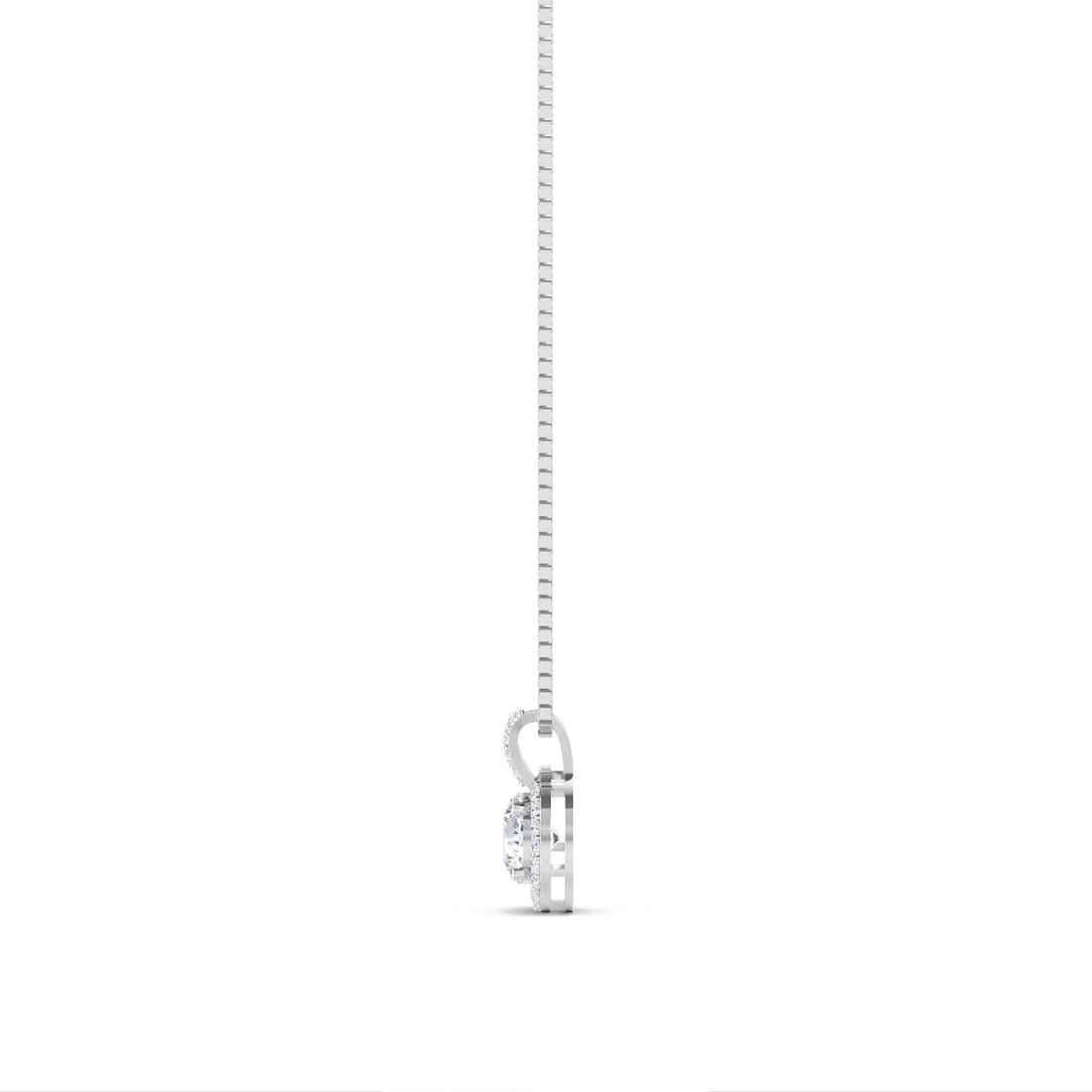 Round Halo Double Bar Lab Grown Diamond Pendant (Silver)