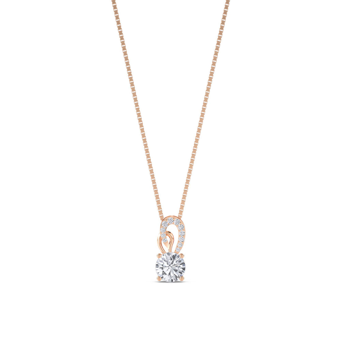 Round Solitaire Curled Loop Lab Grown Diamond Pendant