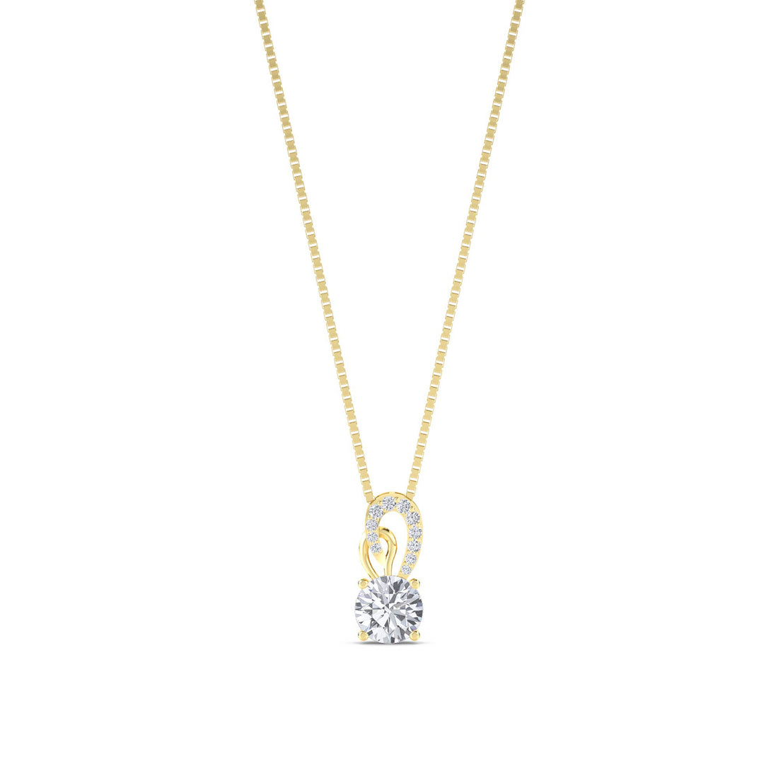 Round Solitaire Curled Loop Lab Grown Diamond Pendant - image 1
