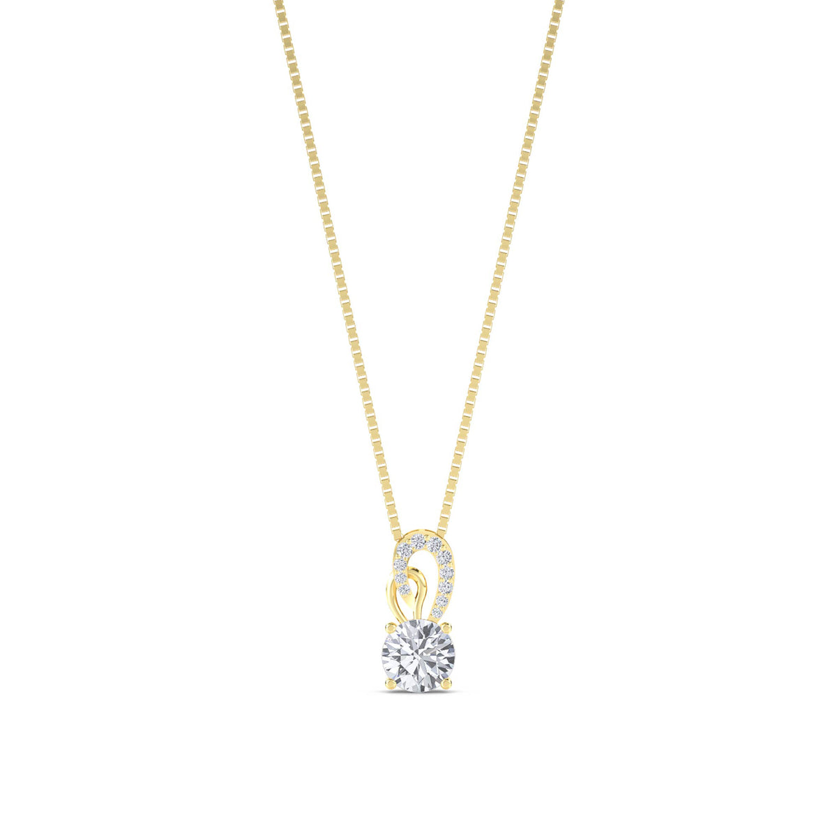 Round Solitaire Curled Loop Lab Grown Diamond Pendant - image 1