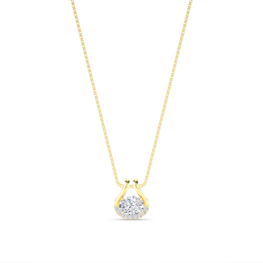 Round Solitaire Pave Crescent Lab Grown Diamond Pendant - image 1