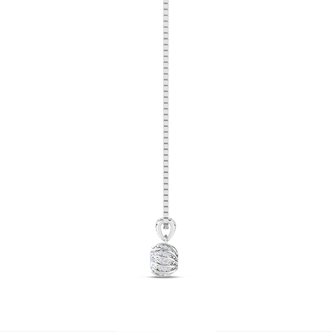 Round Solitaire Crown Basket Lab Grown Diamond Pendant (Silver)