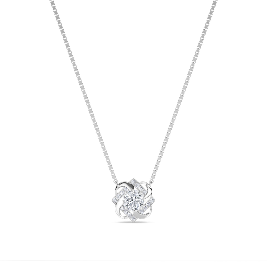 Swirl Round Diamond Pendant (Silver)