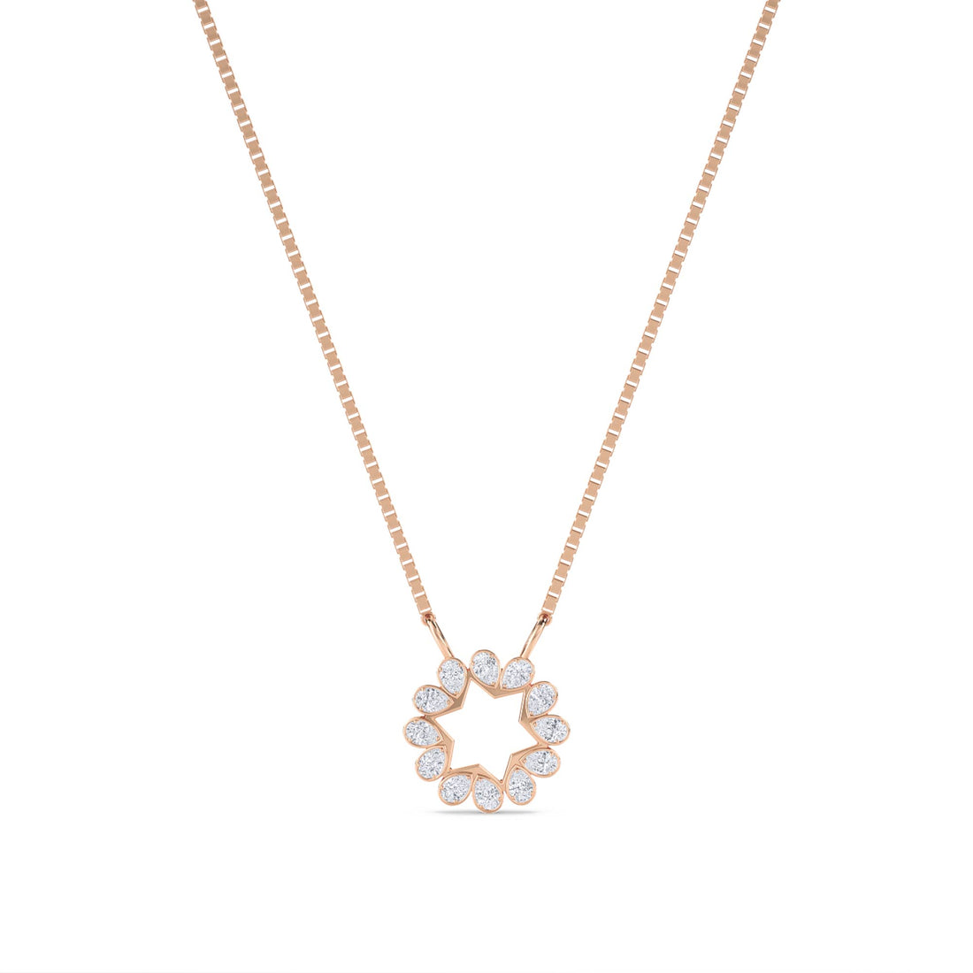 Diamond Sun Star Open Circle Lab Grown Diamond Pendant