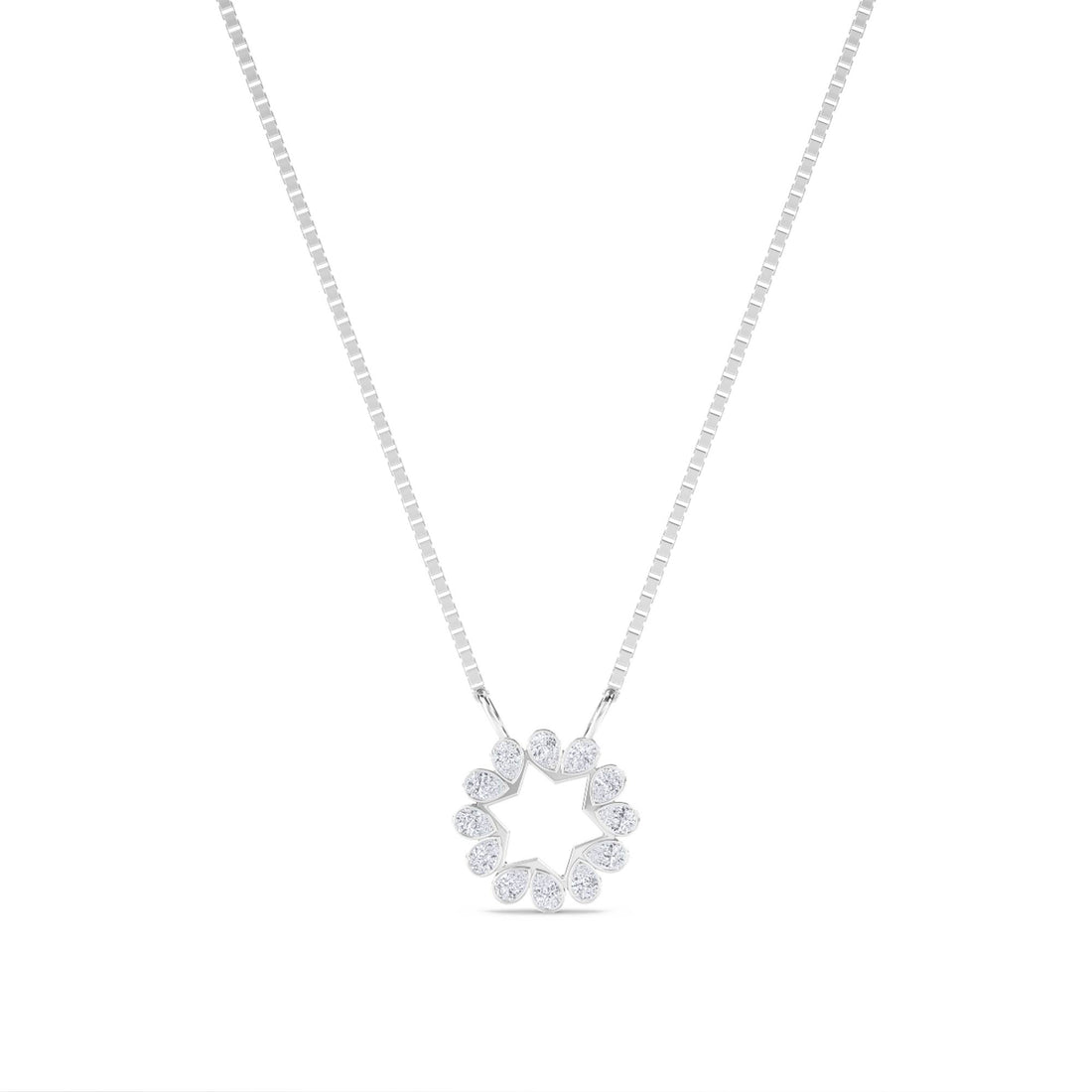 Diamond Sun Star Open Circle Lab Grown Diamond Pendant (Silver) - image 1