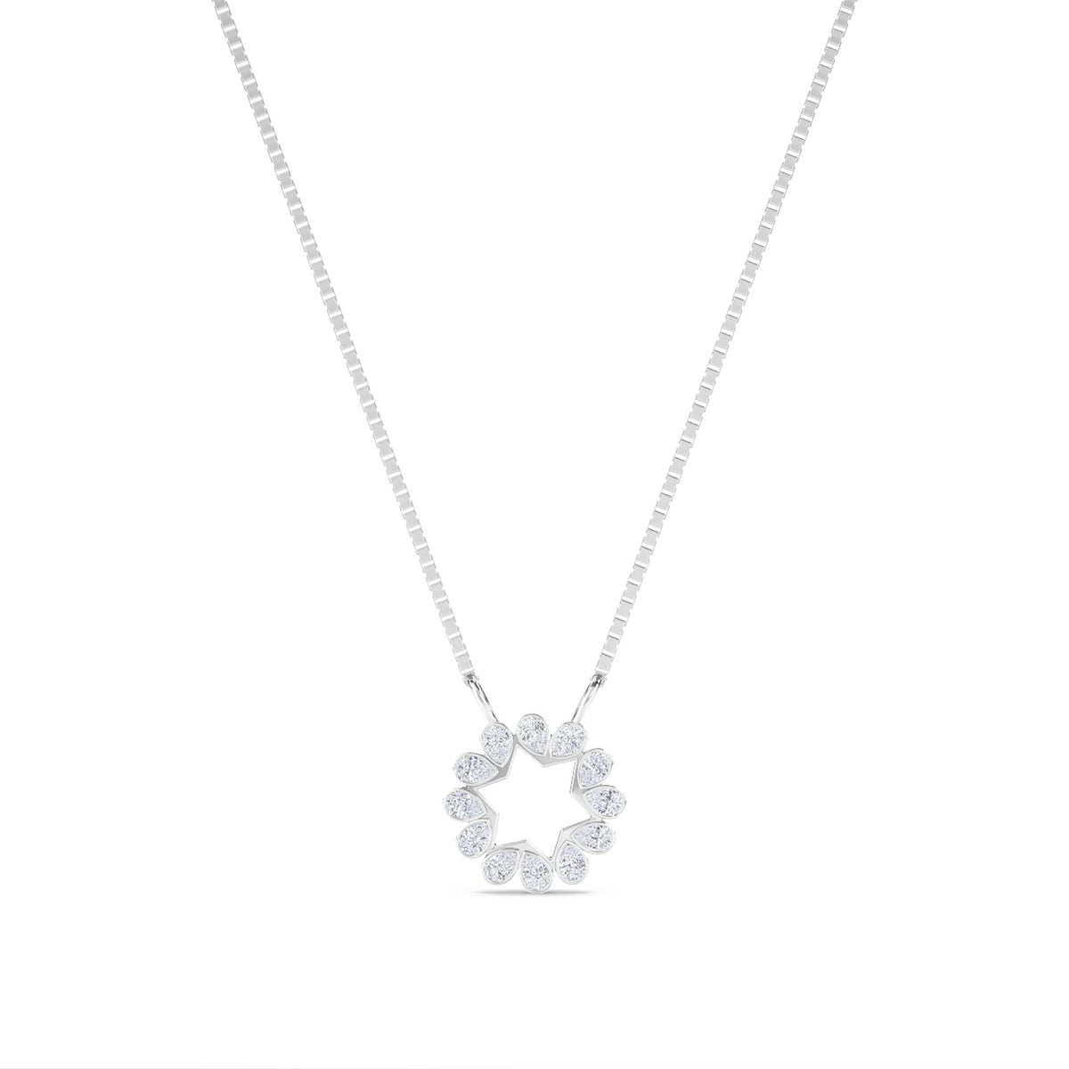 Diamond Sun Star Open Circle Lab Grown Diamond Pendant (Silver) - image 1