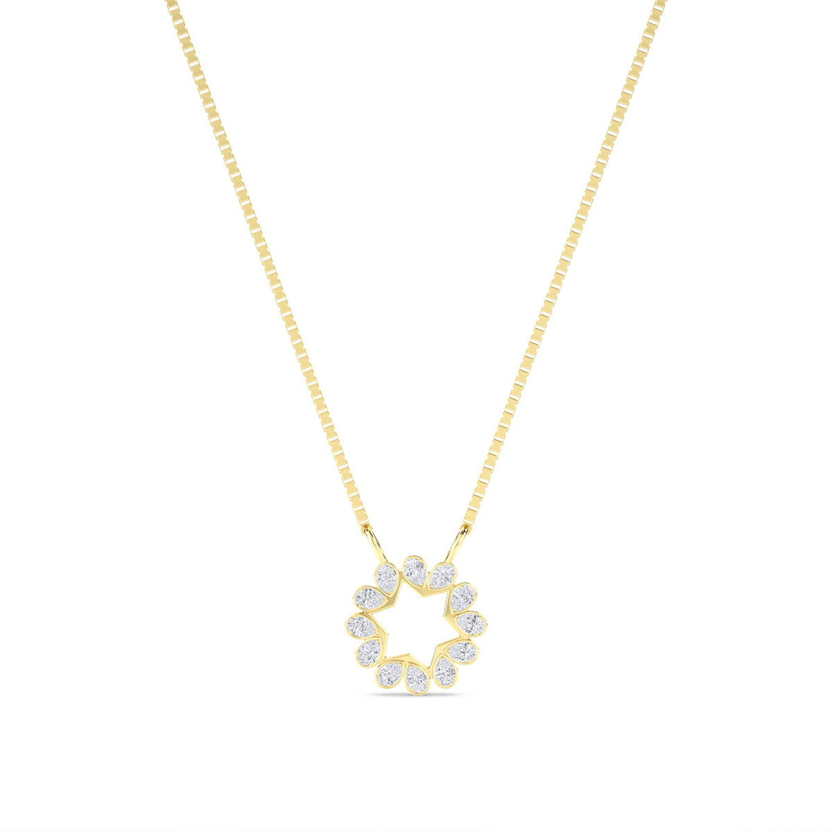 Diamond Sun Star Open Circle Lab Grown Diamond Pendant - image 1