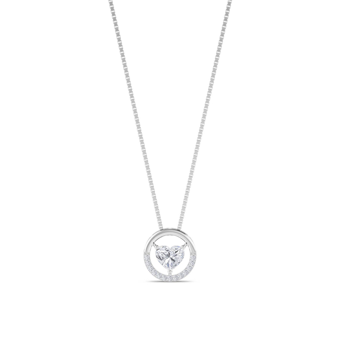 Heart Open Circle Lab Grown Diamond Pendant (Silver) - image 1
