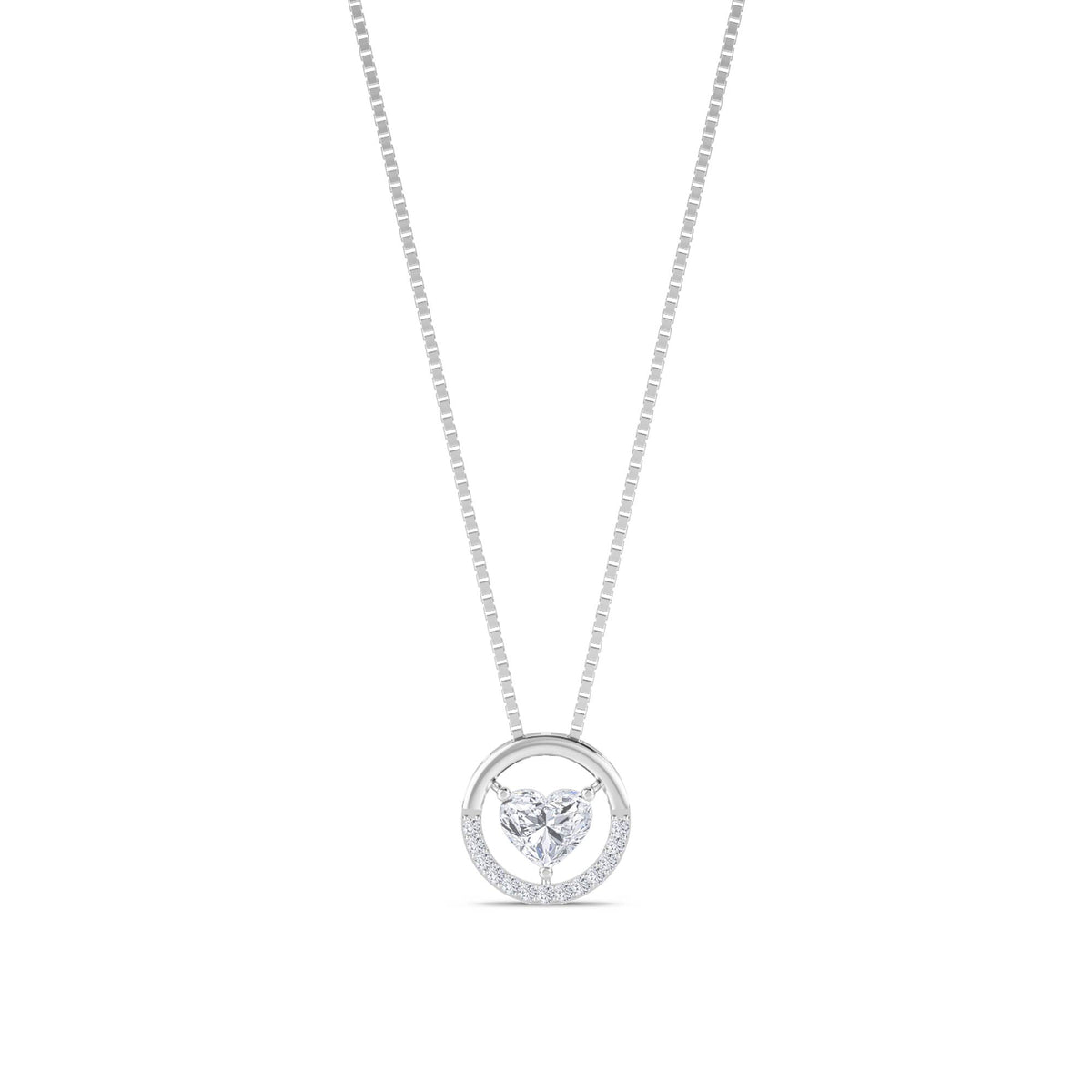 Heart Open Circle Lab Grown Diamond Pendant (Silver) - image 1
